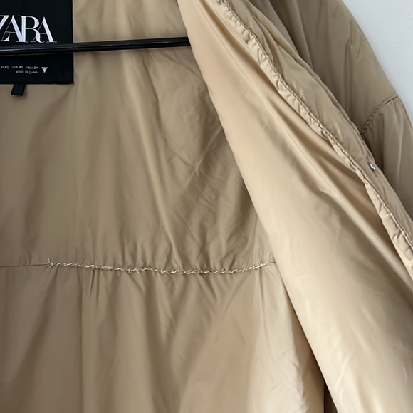 Zara quilted water repellent oversized jacket Overshirt Beige Sz XS 4341/739 - Picture 9 of 16